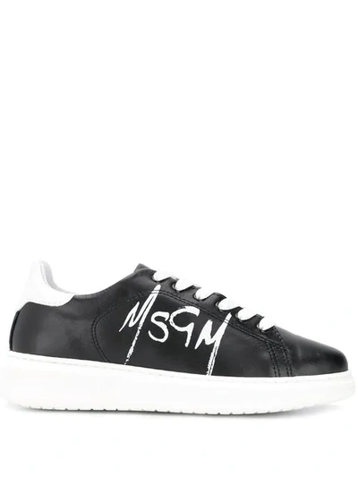 Msgm Logo Lace-up Sneakers In Black