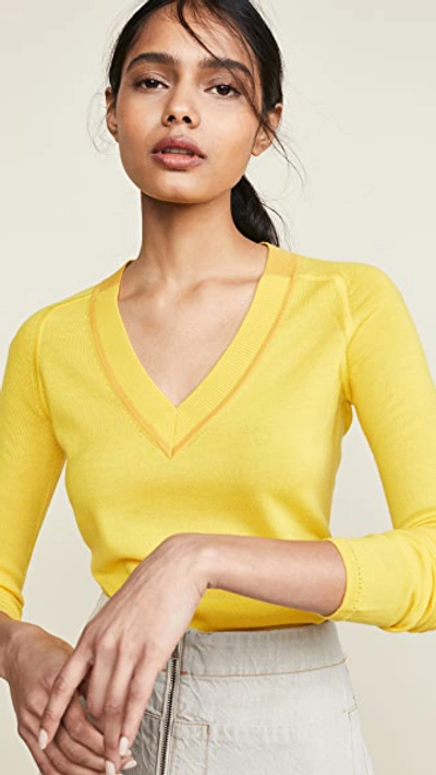 Rag & Bone Pamela Merino Wool Knit V-neck Sweater In Yellow