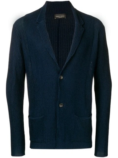 Roberto Collina Textured Knit Blazer Cardigan In Blue