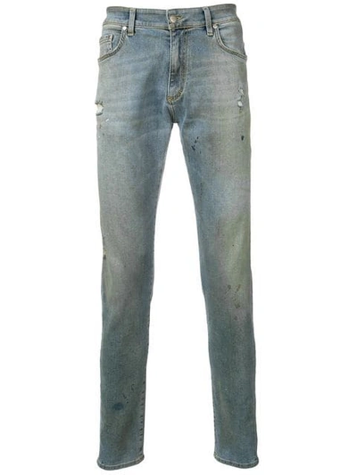 Represent Distressed Skinny Jeans In Blue