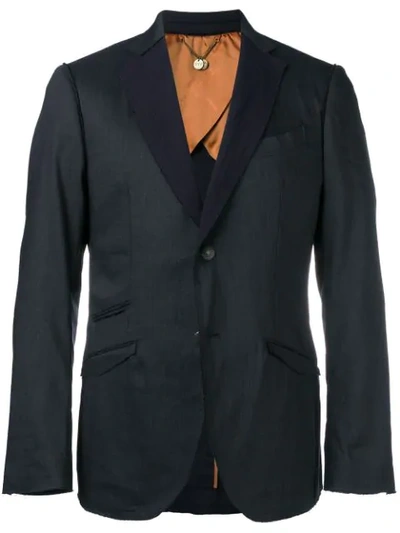 Maurizio Miri Unfinished Lapel Suit Jacket In Blue