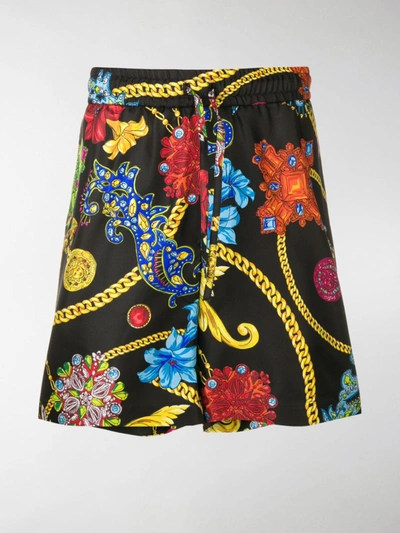 Versace Baroque And Floral Print Shorts In Multicolor