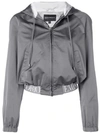 Emporio Armani Logo Jacquard Hooded Bomber In Lead