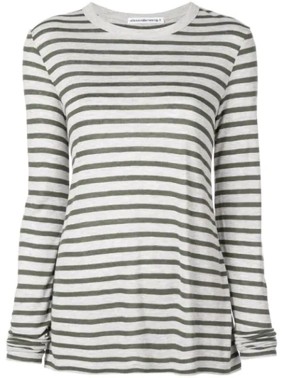 Alexander Wang Horizontal Striped T-shirt In Grey