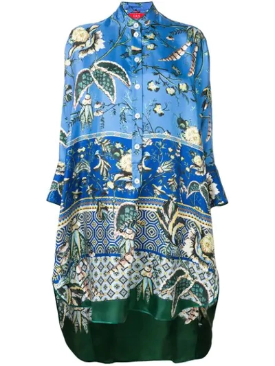 F.r.s For Restless Sleepers Tropical Print Drape Tunic In Blue