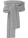 Sara Roka Striped Tie Belt In Blue