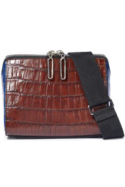 3.1 Phillip Lim Woman Ray Two-tone Croc-effect Leather Shoulder Bag Chocolate