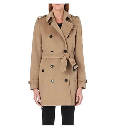 Burberry The Kensington Mid-length Wool And Cashmere-blend Trench Coat In Camel