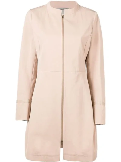 Herno Structured Front Zip Coat In Neutrals
