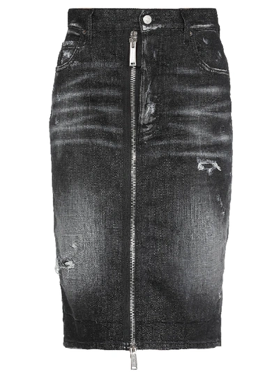 Dsquared2 Cotton Jeans Skirt In Black