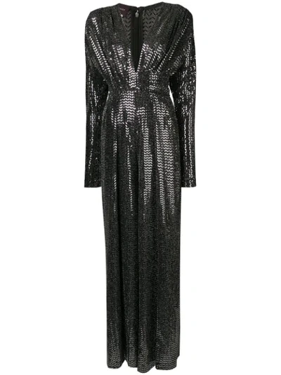 Talbot Runhof Plunge Neck Jumpsuit In Black