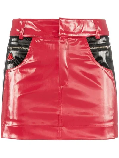 Charm's X Kappa Flame Line Faux Leather Mini Skirt In Red