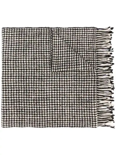 Holland & Holland Houndstooth Cashmere Scarf In Black