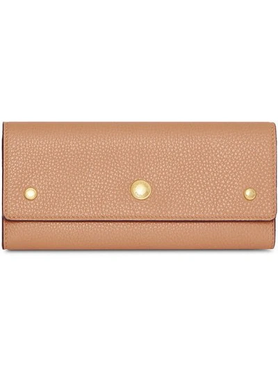 Burberry Grainy Leather Continental Wallet In Neutrals