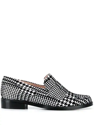 Leandra Medine Check Print Loafers In Black