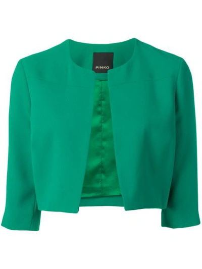 Pinko Cropped Fitted Jacket In Green