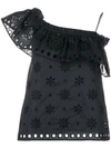 Red Valentino Ruffled One-shoulder Broderie-anglaise Top In Black