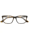 Gucci Tortoiseshell Rectangular-frame Glasses In Brown