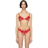 Fleur Du Mal Lace Plunge Demi Bra In Red Poppy