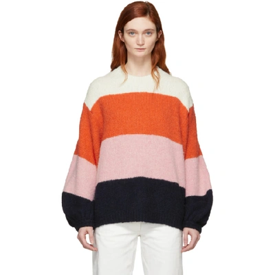 Acne Studios Kazia Striped Sweater In Coral/navy Multi