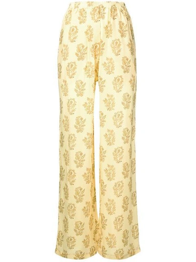 Acne Studios Pernelle Floral-print Twill Straight-leg Pants In Beige/brown