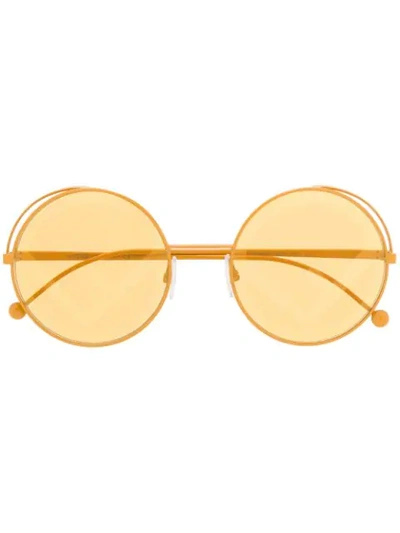 Fendi Circle Frame Sunglasses In Yellow