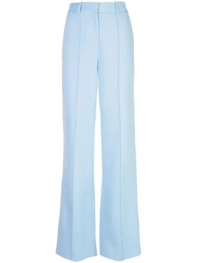 Adam Lippes Pintuck Double-face Wool Relaxed Pants In Blue