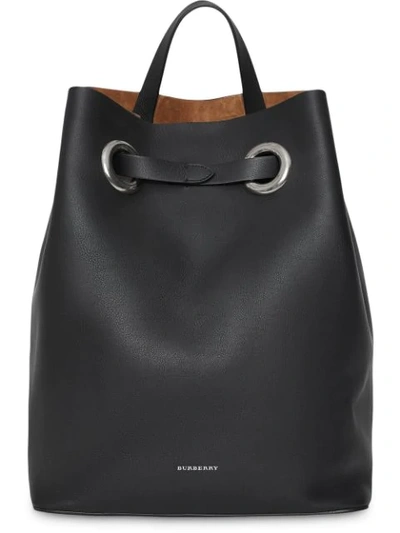 Burberry The Leather Grommet Detail Backpack In Black