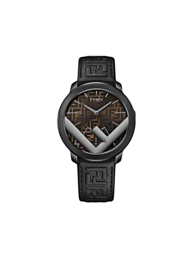Fendi Run Away Leather Strap Watch, 41mm In Black/ Brown
