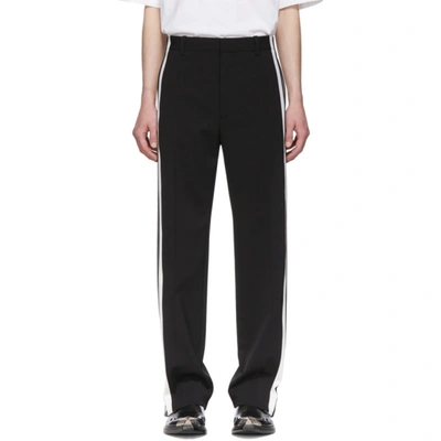 Balenciaga Stretch Tech & Wool Pants W/side Bands In Black