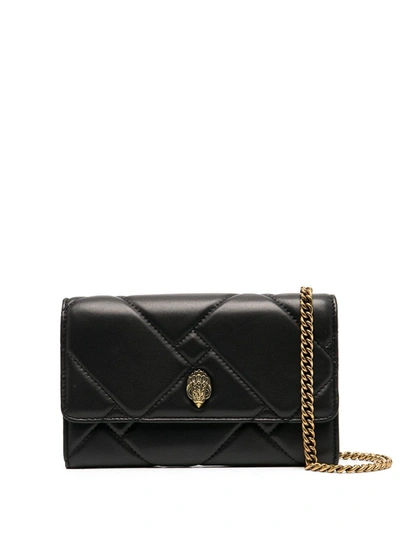 Kurt Geiger Kensington Quilted Leather Wallet On A Chain In Black