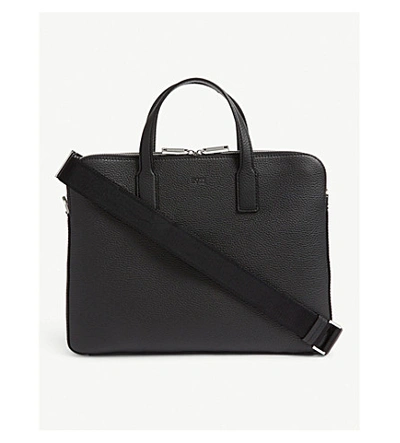 Hugo Boss Leather Flight Bag In Black