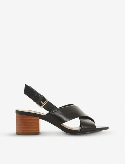 Dune Indey Cross-strap Leather Sandals In Black-leather