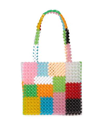 Susan Alexandra Ash Colorblock Beaded Top-handle Bag In Multi
