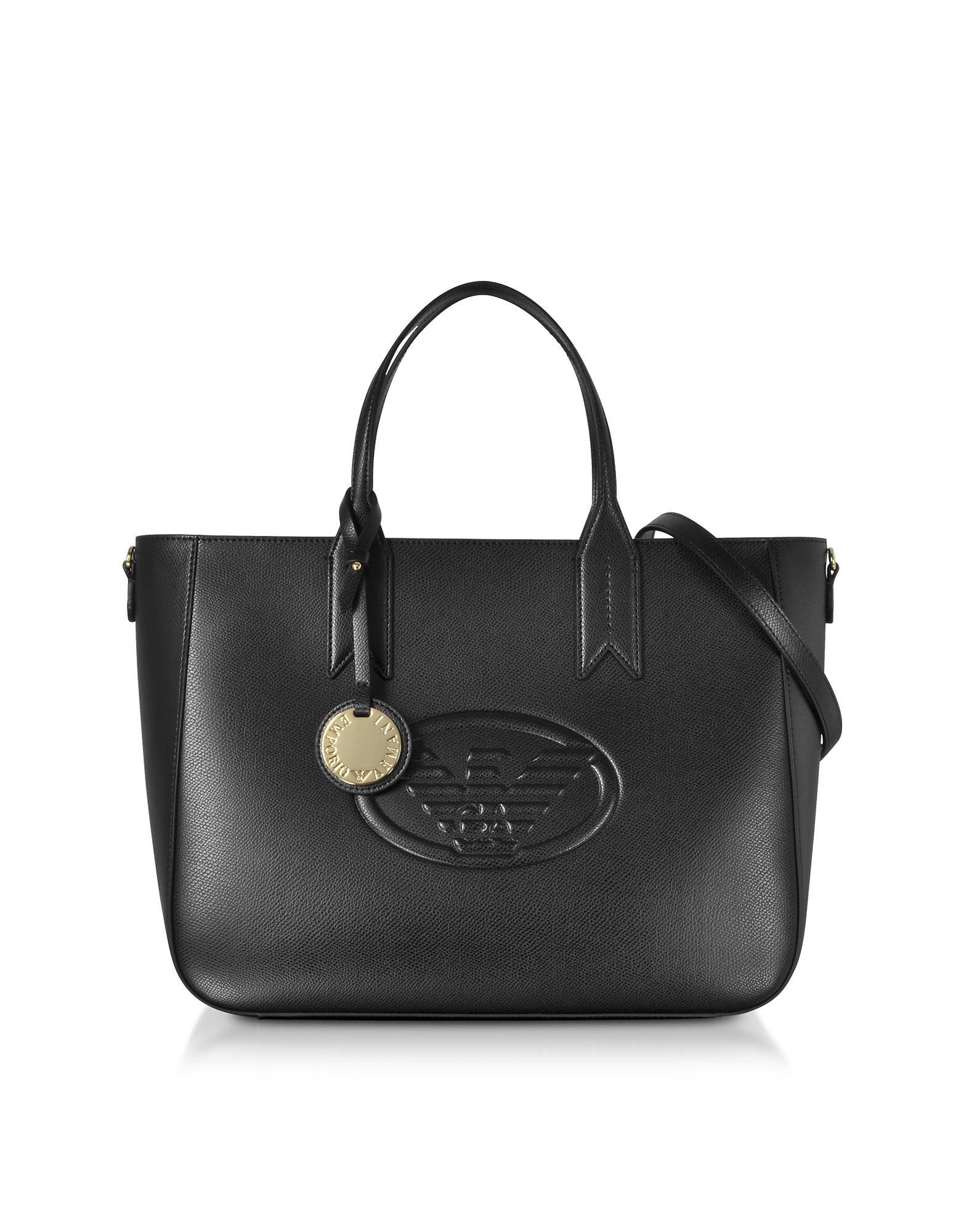 Emporio Armani Medium Embossed Eco Leather Tote Bag In Black | ModeSens