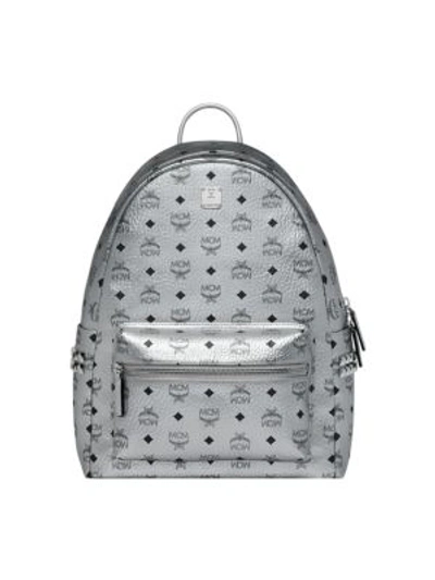 Mcm Stark Side Studs Metallic Visetos Backpack In Berlin Silver