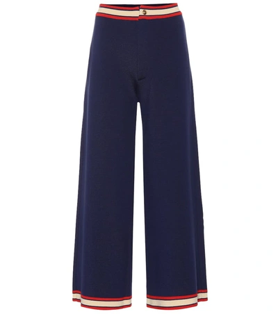 Gucci Wide-leg Wool Pants In Blue