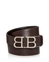 Bally Britt Mirror B Buckle Reversible Leather Belt In Brown
