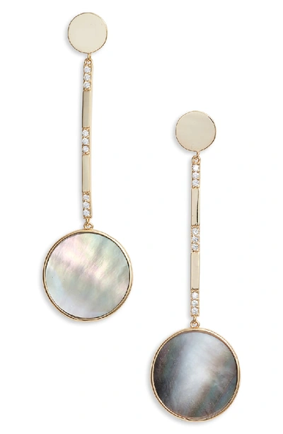 Argento Vivo Linear Circle Mother-of-pearl Drop Earrings In 18k Gold-plated Sterling Silver
