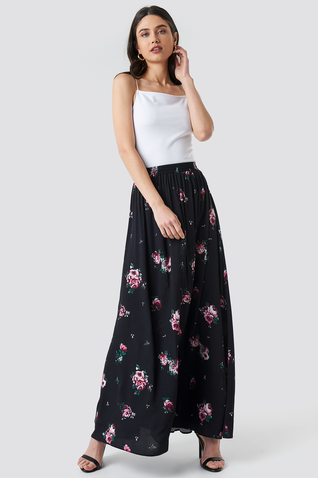 black floral long skirt