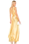 Jill Jill Stuart V-neck Sleeveless Open-back Satin Gown In Pale Yellow