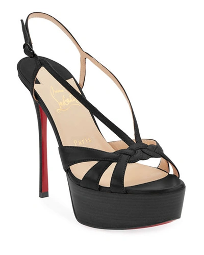 Christian Louboutin Veracite 130mm Platform Red Sole Slingback Sandals In Black