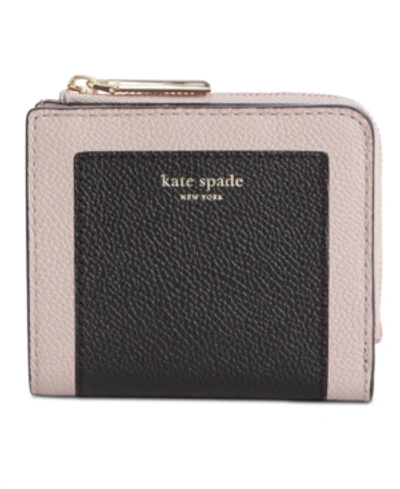 Kate Spade New York Margaux Pebble Leather Bifold Wallet In Black/warm Taupe/gold
