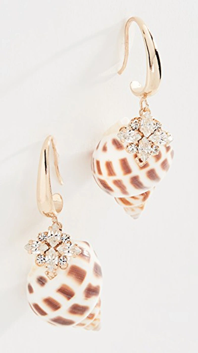 Anton Heunis Shell Crystal Earrings In Cream/shell