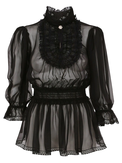 Dolce & Gabbana Chiffon Blouse In Black