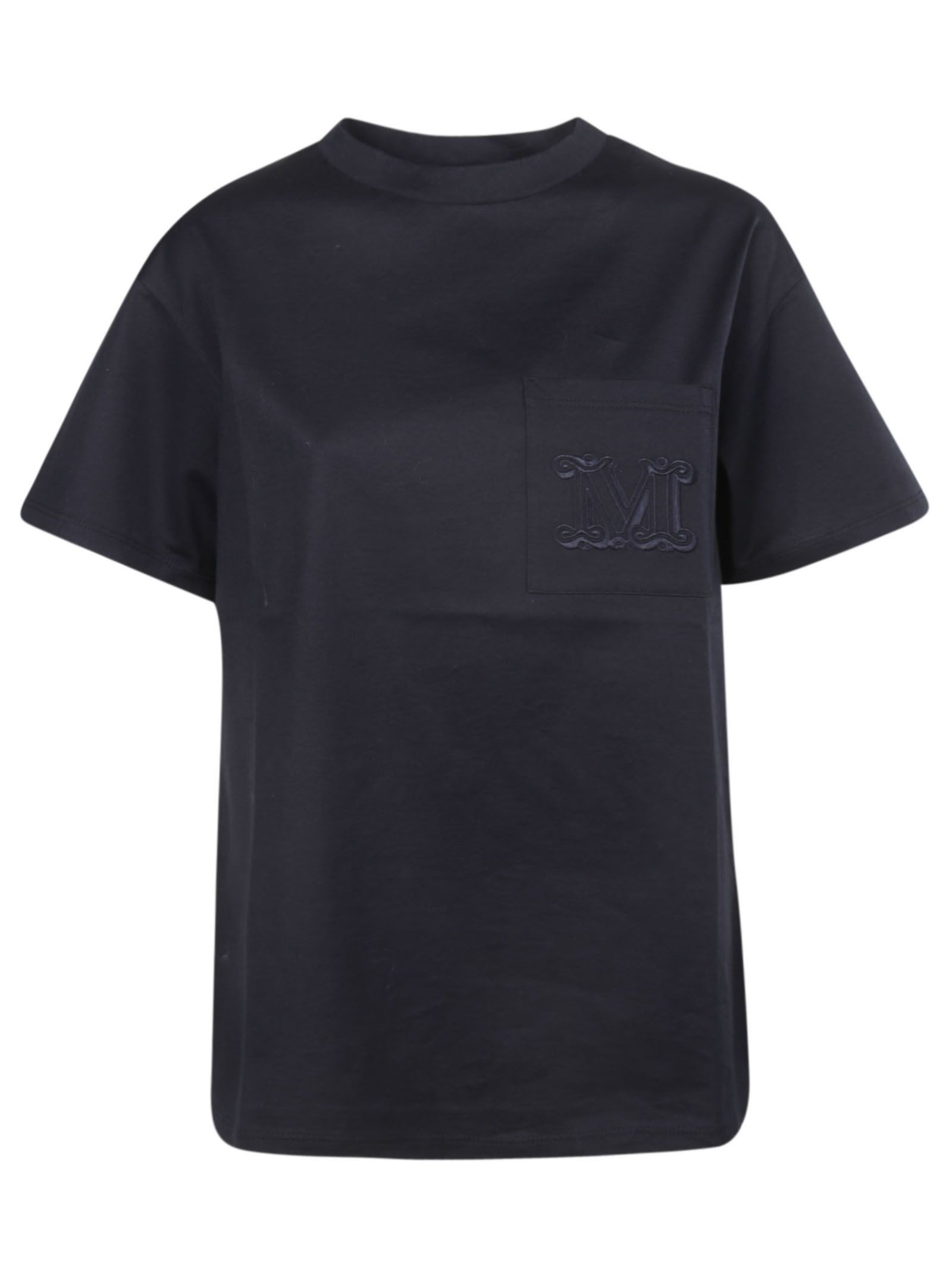 Max Mara Logo Embroidered T-shirt In Black | ModeSens