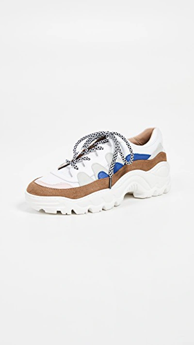 An Hour And A Shower Creamy Trainer Sneakers In White/blue