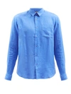 Vilebrequin Caroubis Linen Button-down Shirt In Blue