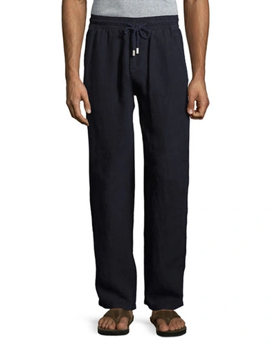 Vilebrequin Pacha Drawstring Linen Pants In Navy