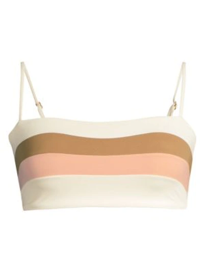L*space Rebel Striped Bikini Top In Cream Camel